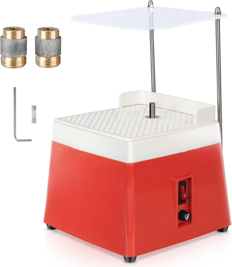 lifancy Stained Glass Grinder,Portable Glass Grinder Kit,65 W Mini DIY Grinding Tool with 5/8" & 1" Replaceable Diamond Grinder Bit(110 V,Red) - Image 1